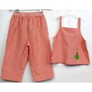 Kelly's Kids Seersucker Outfit Shirts Pants Orange Gingham Summer Frog Tank